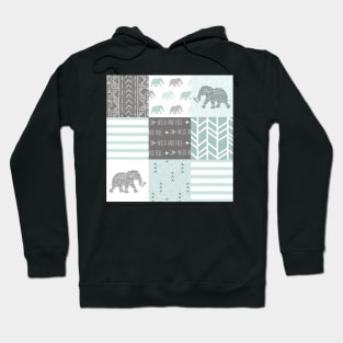 Elephant Patchwork- jade Hoodie